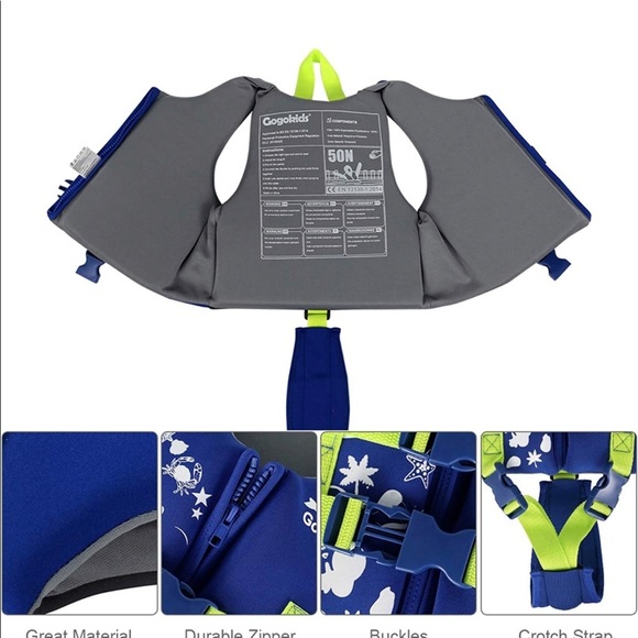 Kids Swim Vest Life Jacket - Boys Float Swimsuit Buoyancy Swimwear​ - Picture 3 of 4